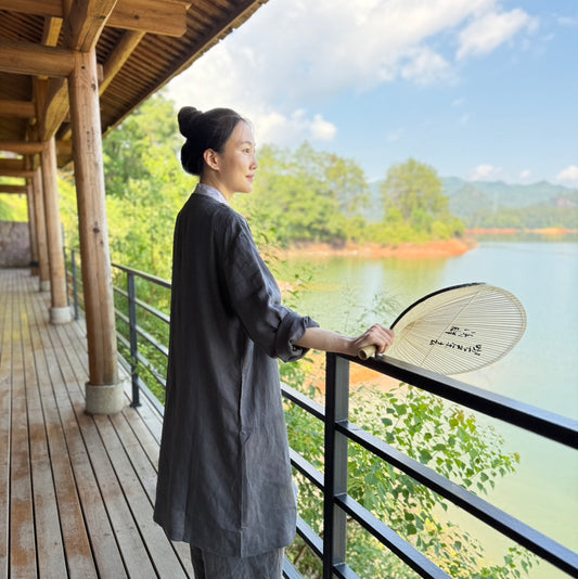 Chorcoal Linen Long Coat